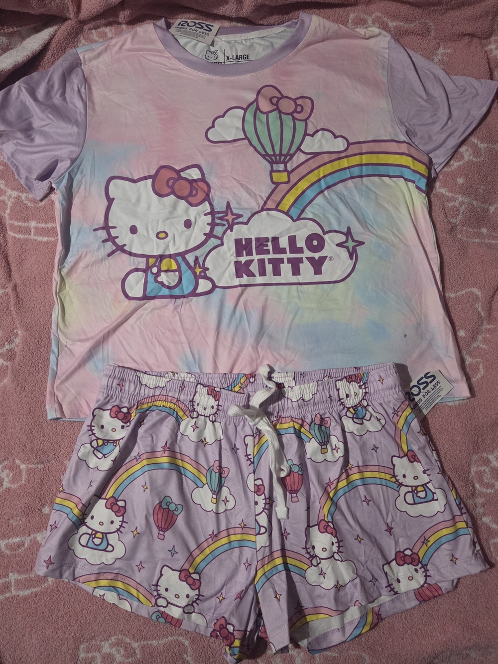 Hello Kitty Pastel Rainbow & Lavender Short Pajama Set